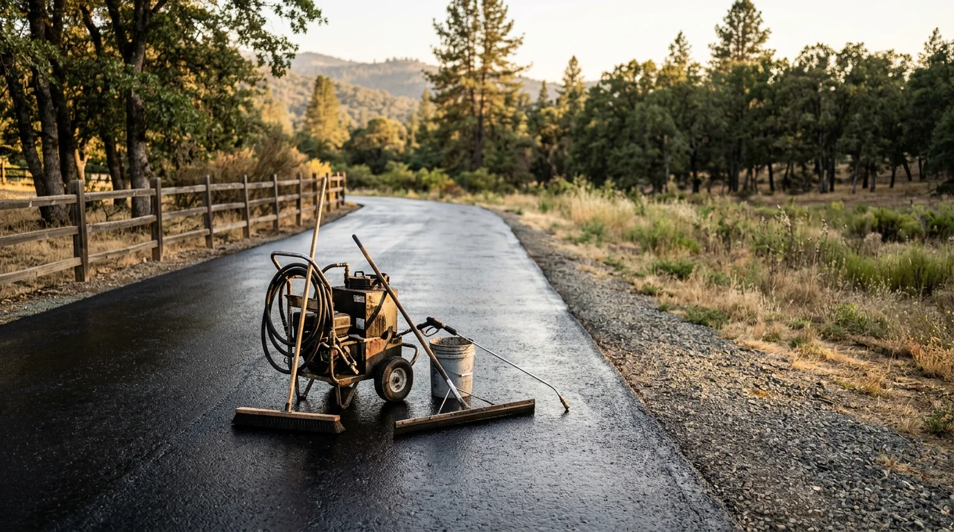 Professional asphalt paving crew laying fresh asphalt on a driveway